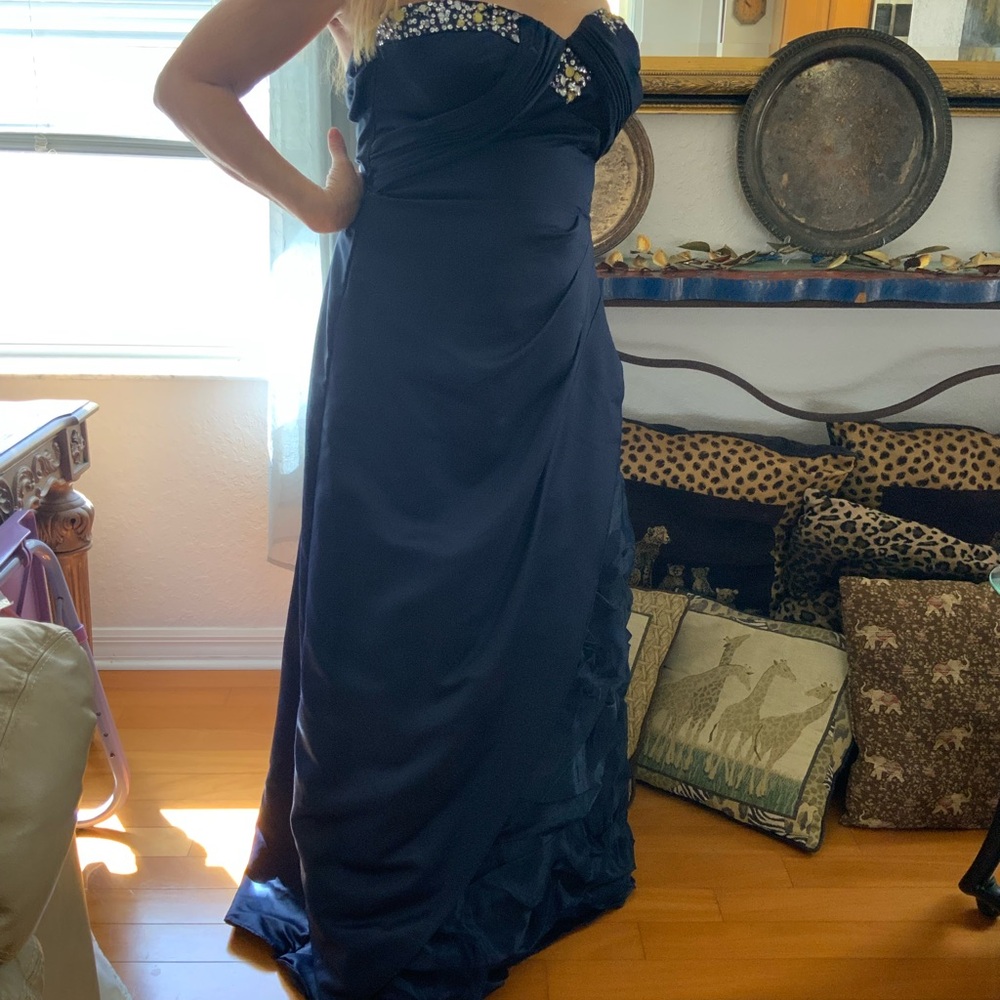 Jodi Kristopher Strapless Navy Dress